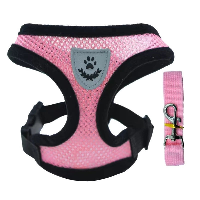 Coleira Peitoral Cachorro E Gato, Conjunto De Guia + Coleira Tipo Colete Para Pet Pequenos E Médios