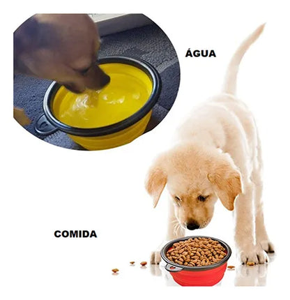 Comedouro e Bebedouro Portátil Retrátil Pet para Passeios Material Atóxico