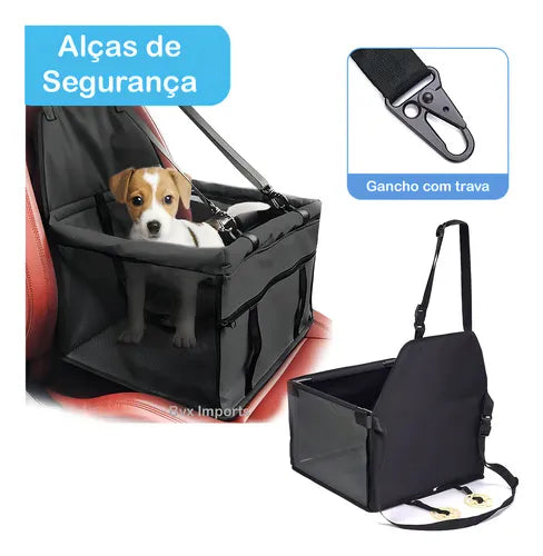 Cadeirinha de Pet Preta para Carro Cão e Gato