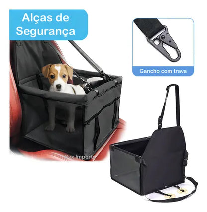 Cadeirinha de Pet Preta para Carro Cão e Gato