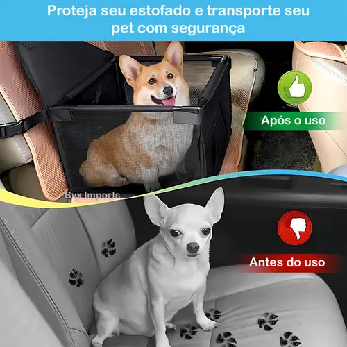 Cadeirinha de Pet Preta para Carro Cão e Gato