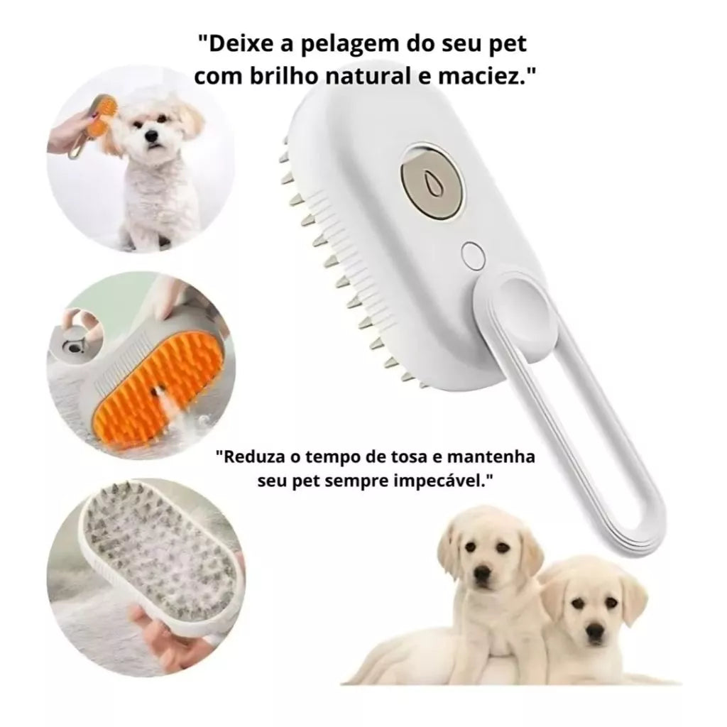 Escova Elétrica Recarregável A Vapor Tira Pelo Para Todos os Portes de Cachorro e Gato